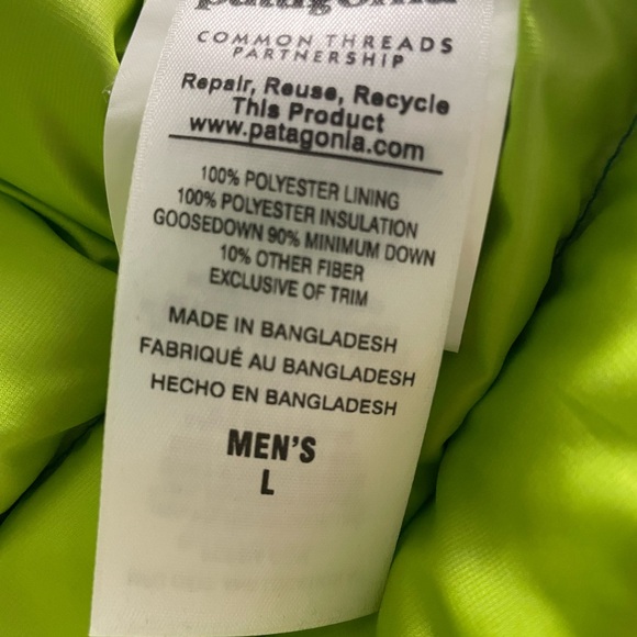 NWOT Men’s Patagonia down jacket size L dark turquoise - Picture 6 of 8